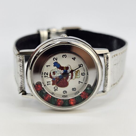 Santa Claus Women's Watch 33MM White Dial Gray Leather Bands New Battery - Picture 5 of 14